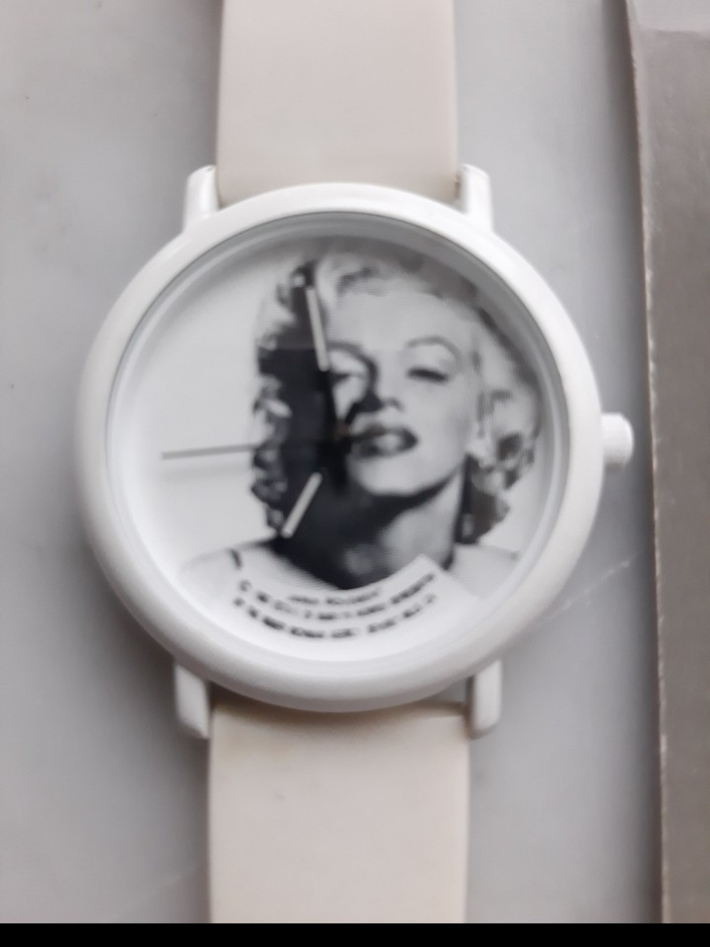 White Silicone Strap Watch with Black & White Photo Dial